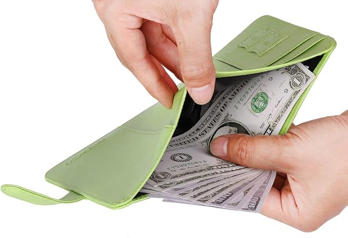 Passport Holder Cover Wallet RFID Blocking Leather Card Case Travel Accessories for Women Men (Apple green)