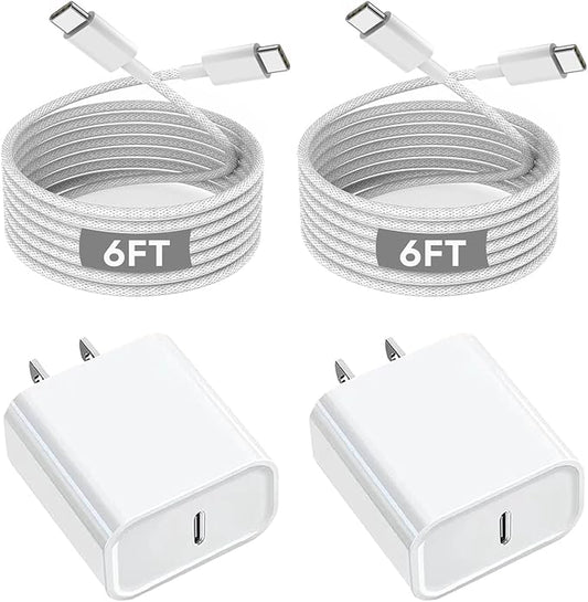 iPhone 16 15 Charger Fast Charging, 20W Apple iPhone 16 USB C Fast Charger Block, 2Pack 6ft USB C to USBC Cord for iPhone16/16 Pro/16 Pro Max/16e/15/15 Plus/15 Pro/15 Pro Max,iPad Pro/Air/Mini,AirPods