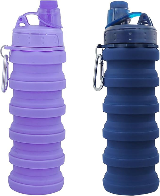 Collapsible Water Bottles Travel water bottle Sports Portable Sport Water Bottle Reusable Water Bottles comes with mountaineering Buckle 500ml silicone Water-proof camping water bottle