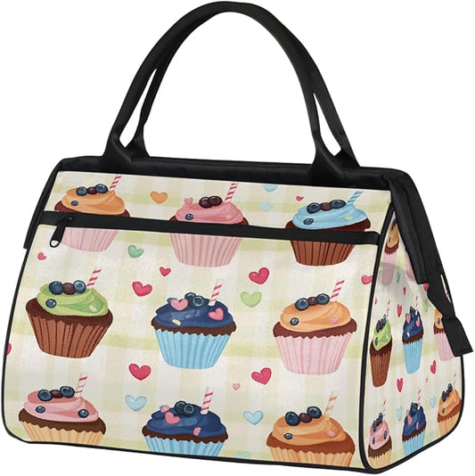 Large Travel Duffle Bag for Women Men,Waterproof Weekender Overnight Bag Carry on Tote Bags for Gym Sport Business Trip,Cute Sweets Dessert Duffel Bags