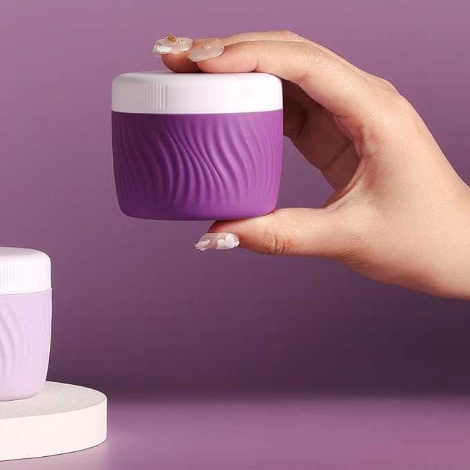 Travel Containers for Toiletries, Silicone Cream Jars BPA-Free, TSA Approved 3oz Travel Size Containers, Leak-proof Portable Size Silicone Jars with Lid for Face Hand Body Cream (4 Pack)