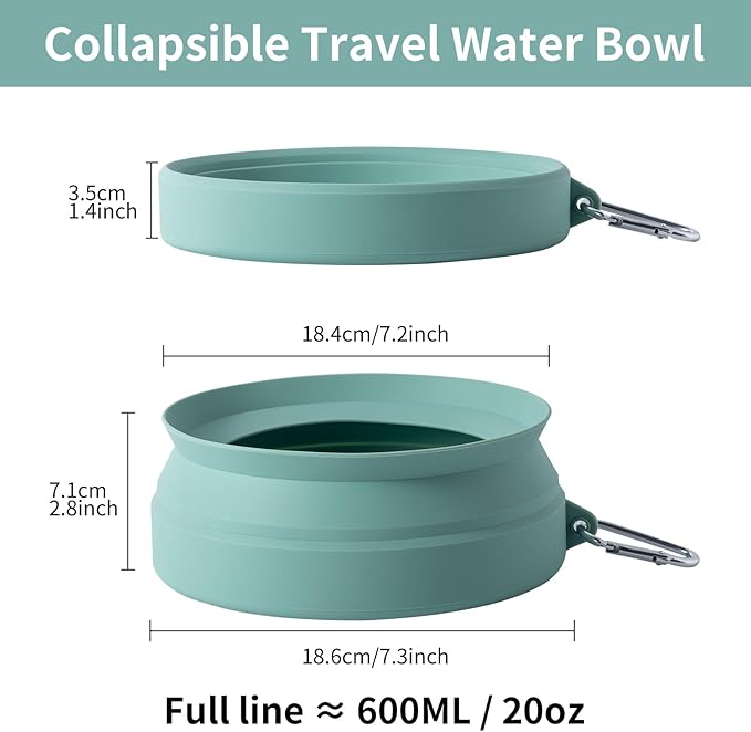 SLSON Spill Proof Dog Water Bowl for Cars,Collapsible No Splash Dog Travel Bowls Integrated Molding Portable Pet Bowl for Vehicle Road Trip Truck,RV,SUV,Boat Accessories (Morandi Green)