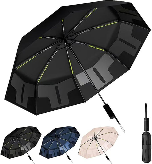 46-inch Automatic Travel Umbrella 3-in-1 Wind & Rain & UV Protection, 5s Quick Fold, Effortless Storage, Non-Rebound Design, Durable