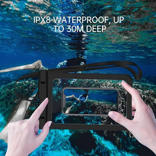 [Up to 8.9" 2 Pack Waterproof Phone Pouch Case,Waterproof Phone Bag for iPhone 17 16 15 14 13 Pro Max Plus Galaxy S25 S24 Ultar Plus+,IPX8 Cellphone Dry Bag Beach Travel Essentials-Black