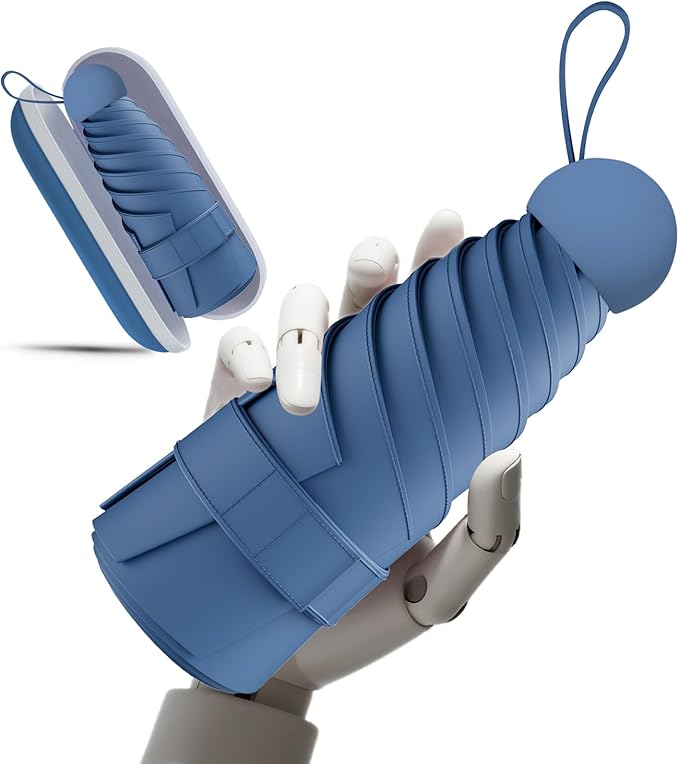 Windproof Mini Travel Folding Umbrella - UPF 50+ Sun & Rain Protection, Small Compact Lightweight Design Fits in Pocket or Bag, Eco-Friendly Fabric Wallet Umbrella for Commuter, Men Women Boys Girls