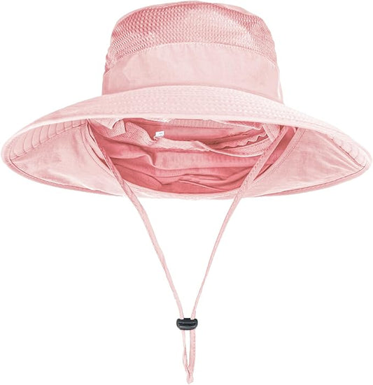 Sun Hats for Men Women Fishing Hat UPF 50+ Breathable Wide Brim Bucket Hats Summer UV Protection Safari Hat with Neck Flap