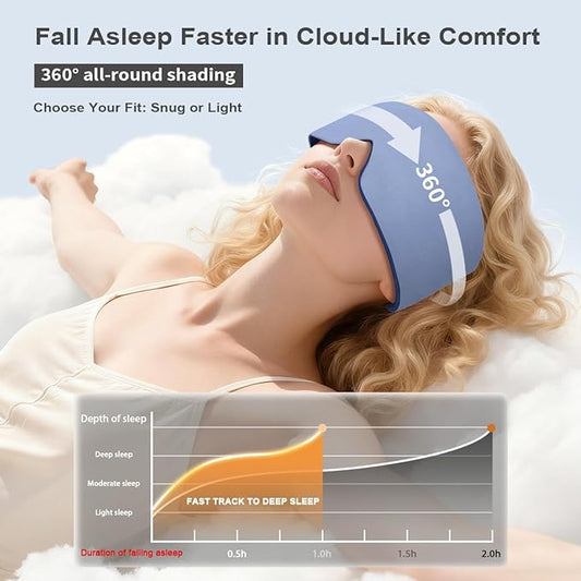 Sleep Mask for Men Blackout: Reversible Dual-Sided Eye Mask with Adjustable Band - Soft Cotton and Silky Cooling Blindfold for Women Travel Nap Meditation （Navy）