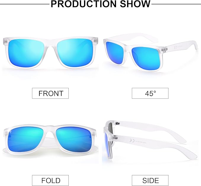 UV400 Polarized Sunglasses Men Women, Classic Square Lightweight Shades, Anti-Glare HD Trendy Sunnies for Leisure