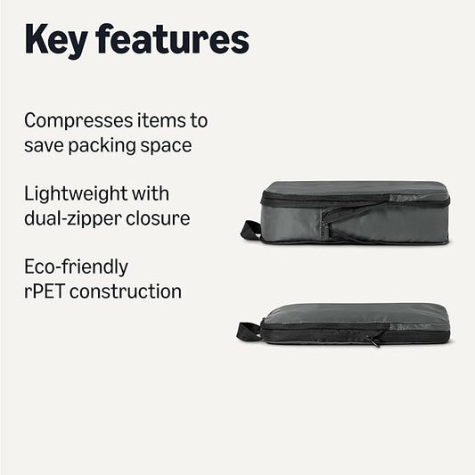 Amazon Essentials Ultralight Compression Packing Cubes Packing Organizer Grey check 4 pack Grey