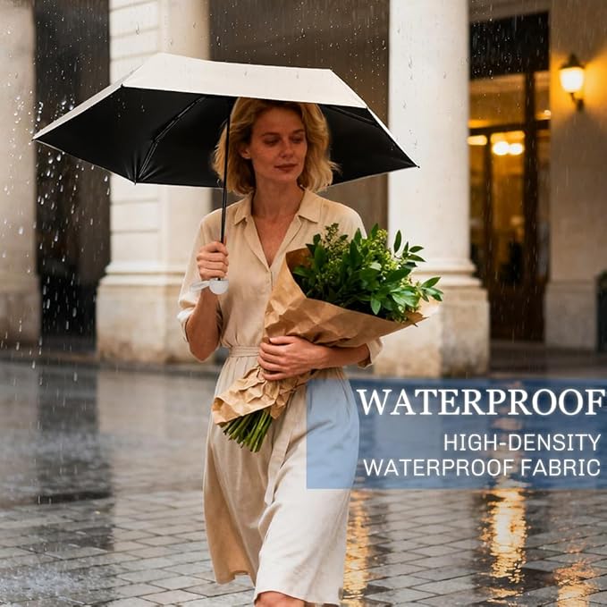 TOPSAIL Mini Umbrella Compact for Travel, UV Sun Protection(UPF50+), Waterproof for Light Rain, Suitable for Women & Kids With a Case, Manual 6k Folding Small Pocket Size Ufor Backpack/Purse