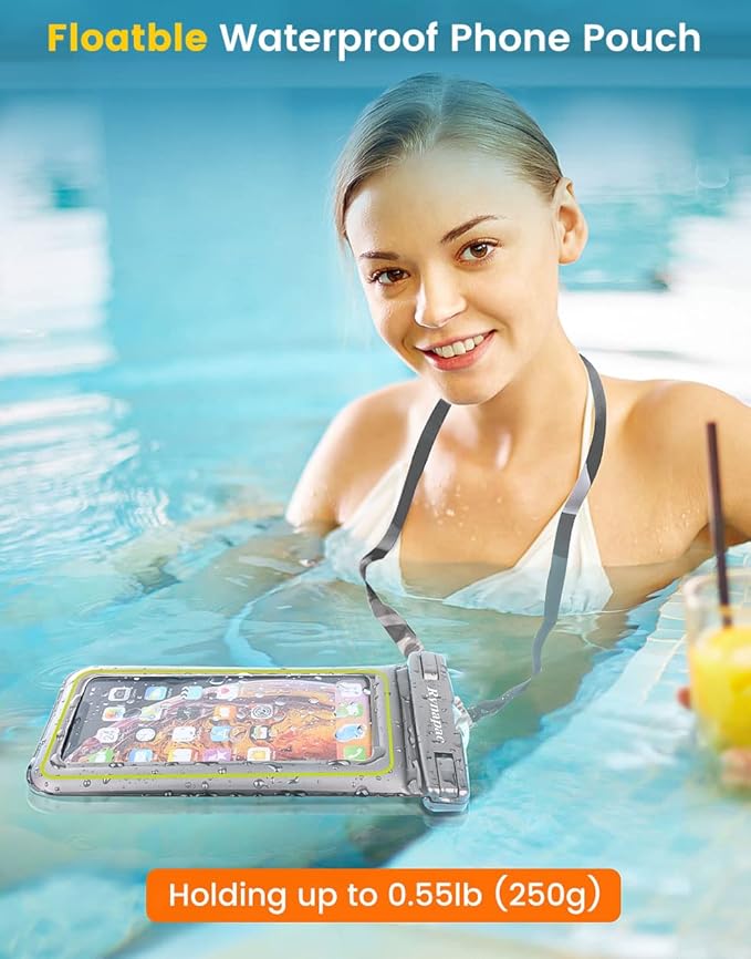 IP68 Waterproof Phone Pouch, Floating Waterproof Phone Case for iPhone 16 15 Pro Max Galaxy S24+ S23 Pixel 8 Pro with Detachable Lanyard, Cellphone Dry Bags Beach Vacation Essentials -2 Pack