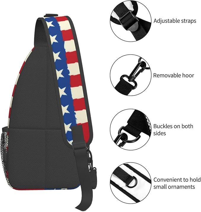 American Flag Sling Bag Multipurpose Crossbody Sling Backpack Travel Cycling Hiking Shoulder Bag For Women Men