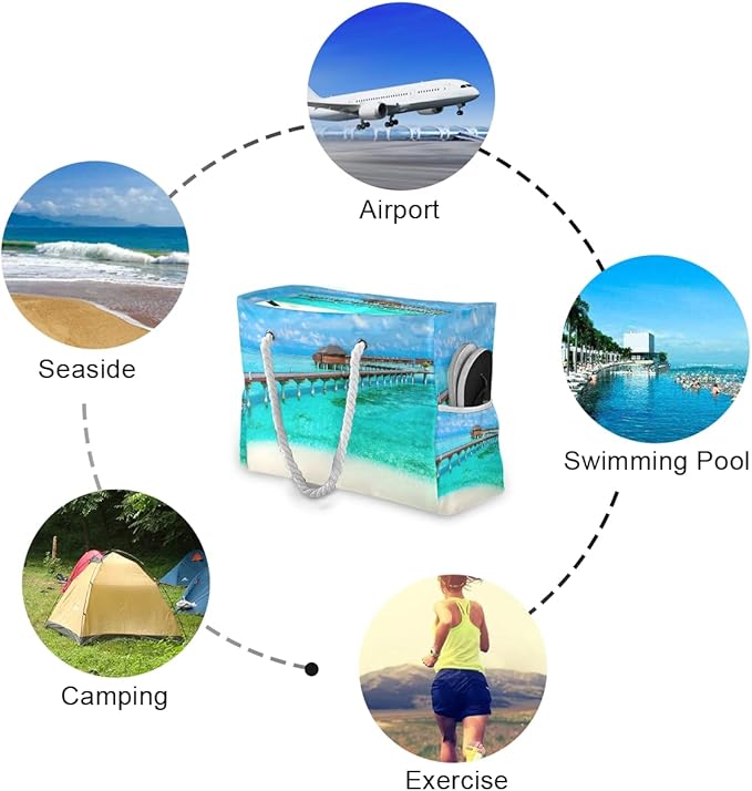 senya Large Beach Shoulder Bags Canvas Tote Water Resistant for Gym Travel Daily