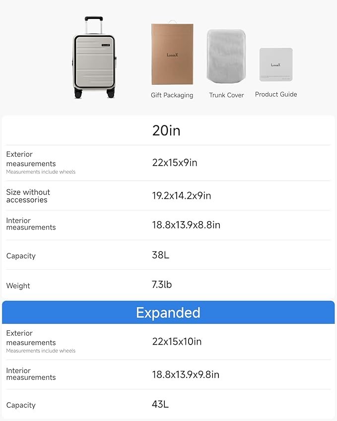 Carry On Luggage Top Opening, FLT Expandable Polycarbonate Hard Shell Suitcase with Wheels (FLO-Lite, Beige, 20 Inch, 38L-43L)