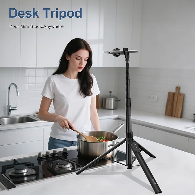 66" Automatic Phone Tripod Stand with Remote, Cell Phone Tripod for iPhone Video Recording & Live Streaming, Adjustable Selfie Stick Tripod for Content Creators, Vloggers (Black)