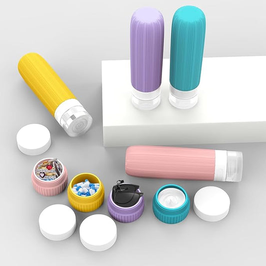 Travel Bottles for Toiletries, Leakproof Silicone Squeezable Cosmetic Liquids Bottles in Travel Size with Clear Bag, TSA Approved Refillable Cosmetic Container Kits for Shampoo and More