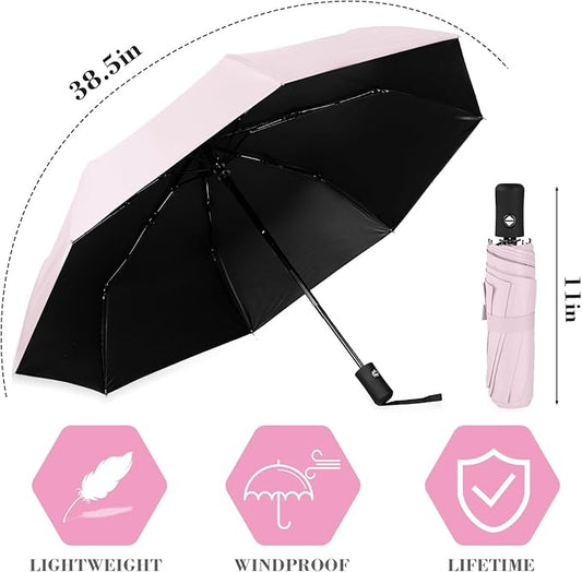 Jexine 6 Pcs Travel Compact Umbrella Automatic Open Close Windproof Small Light Backpack Purse Car Portable Collapsible Umbrella for Rain, Men Women