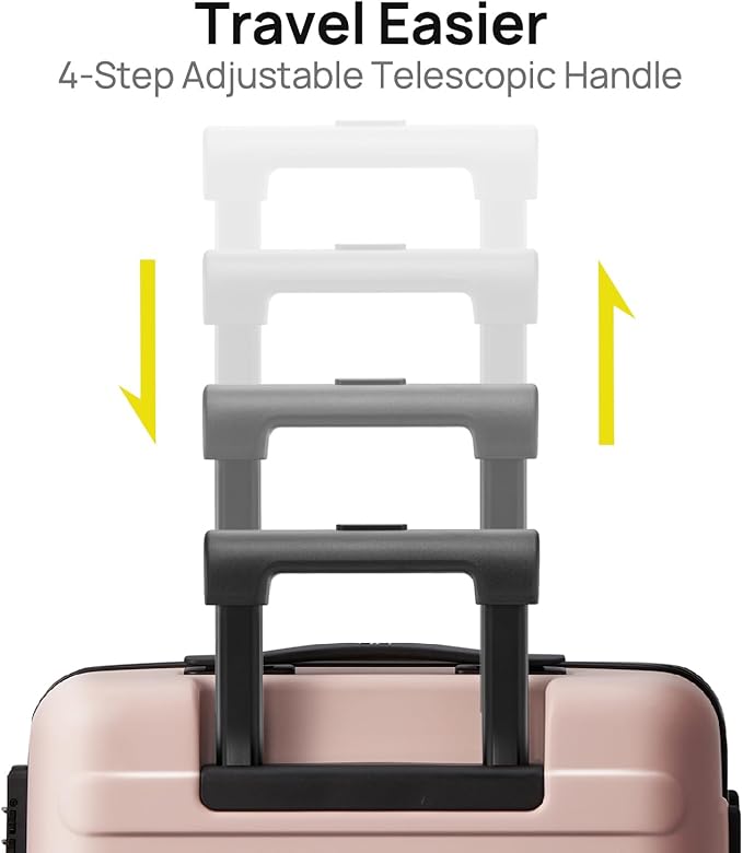 NINETYGO Large Checked Luggage 28 Inch, Checking In Luggage with Smooth Spinner Wheels, Lightweight, Hard Shell PC Suitcase, Lightweight Travel Luggage, TSA Approved (Pink, Rhine Basic)