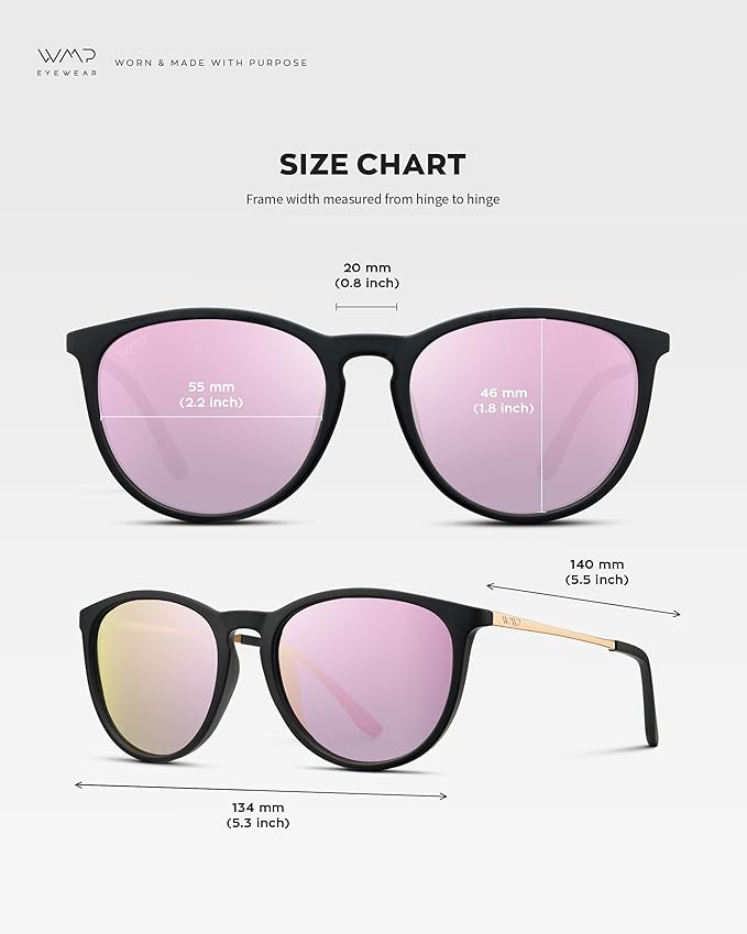 WearMe Pro Round Polarized Sunglasses for Women - UV400 Protection, Lightweight Frame, Vintage Retro Style
