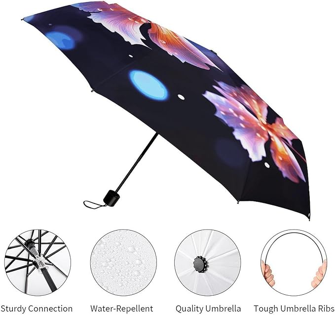 Portable High-density carbon steel structure Portable Travel Umbrella Windproof 3‑Fold Smooth Auto Open Compact Protective