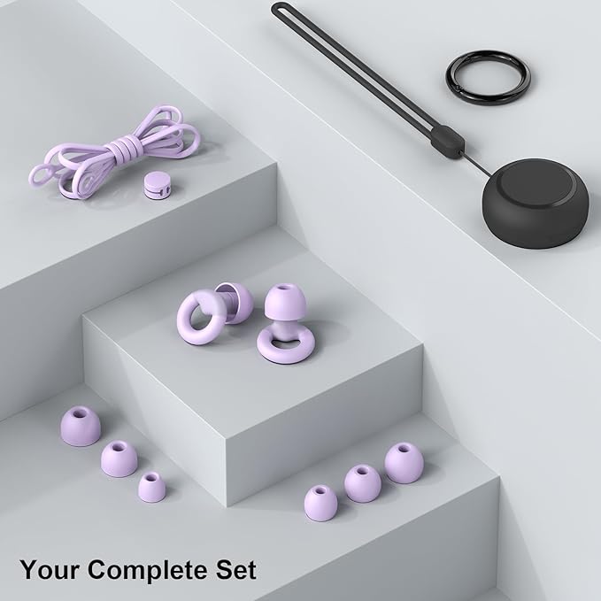 Earplugs for Sleeping,Noise Reduction Soft Silicone Ear plugs with 7 Pairs Ear tips&One Connection Cord,Hearing Protection Reusable Earplugs for Sleeping,Concert,Work&Sound Reduction 25dB-30db