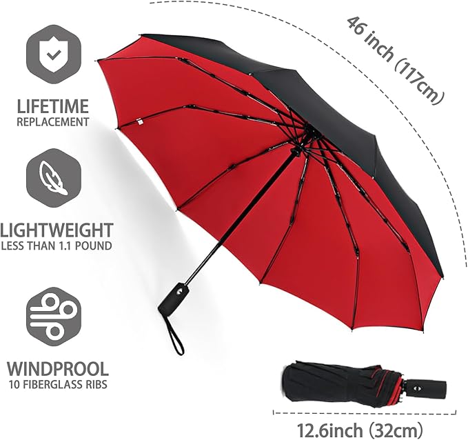 Windproof Travel Umbrella - Automatic, Compact, Windproof