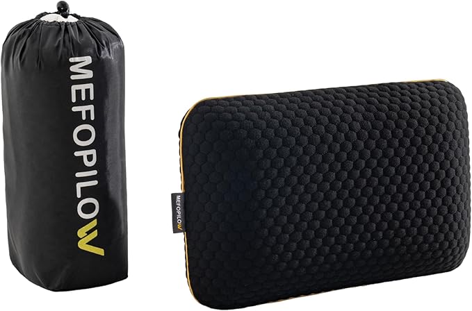 Memory Foam Travel Pillow with Washable Cover & Carry Bag – Compact, Soft & Breathable Neck Pillow for Airplane, Camping & Car (Black- Without Spare Cover, 15.7x9.8x3.9 inches)