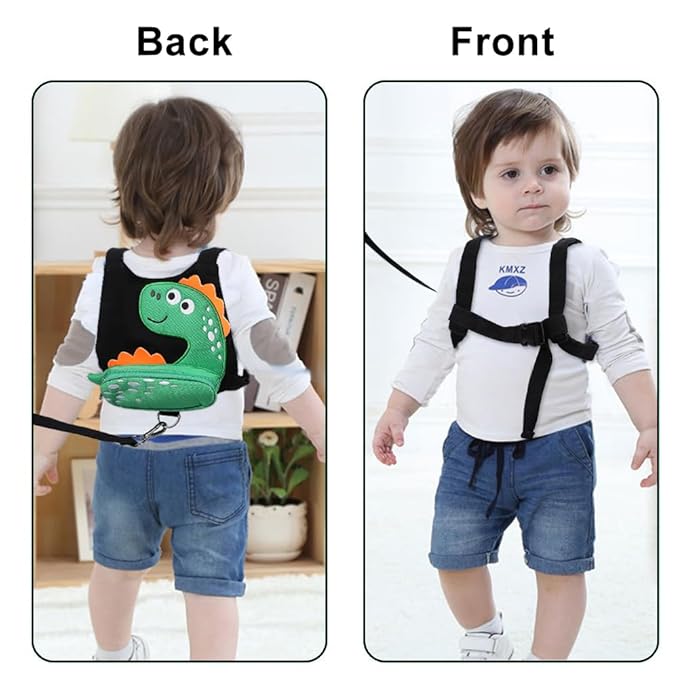 Accmor Toddler Harness Leash + Anti Lost Wrist Link, Cute Dinosaur Kids Leash Walking Harness, Baby Leashes for Toddlers, Child Harness Leash Wristband Assistant Strap Belt for Boys Girls Outdoor