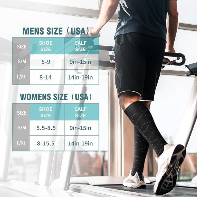 BLUEENJOY Copper Compression Socks for Women & Men (6 pairs) - Best Support for Nurses, Running, Hiking, Recovery