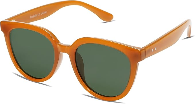 SOJOS Trendy Cat Eye Round Polarized Sunglasses for Women Fashion UV Protection Sunnies Sunglasses SJ2175