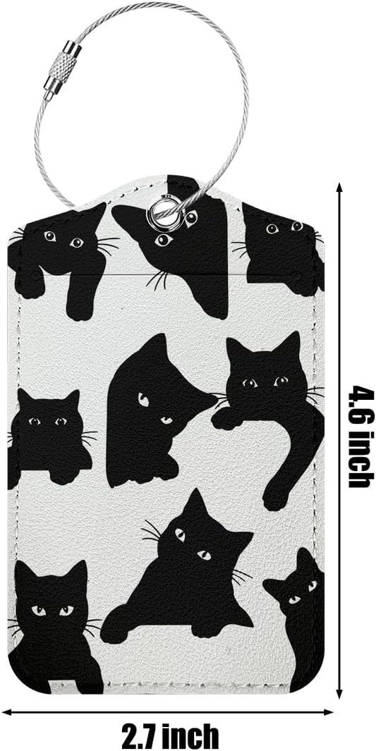 2 PCs Cat Stuff Luggage Tag, Suitcase Tags with Privacy Flap and Metal Loop, Luggage Tags for Suitcases, Identifiers Travel Essentials Bag Tag, Cat Lovers Gifts for Women Girls Friends Bestie