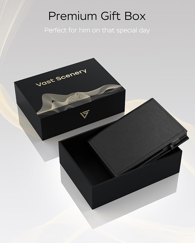 Wallet for Men - Sleek & Functional - Secure RFID Blocking Wallet with Smart Metal Pop Up Credit Card Holder, Minimalist Slim Front Pocket 11+ Cards ID Window Cash Slot, Gift for Him