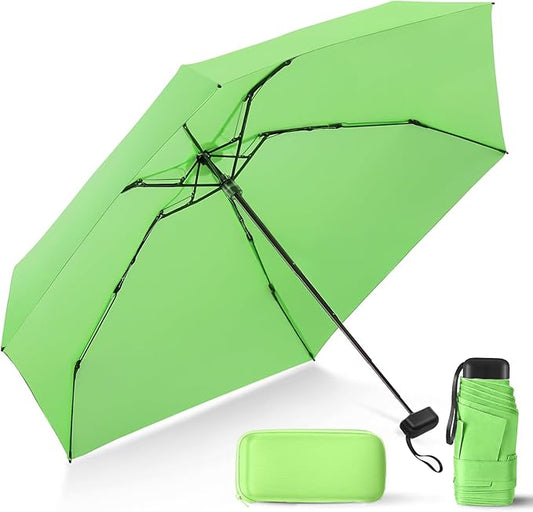 LEAGERA Compact Travel Umbrella with Case - Mini Umbrella for Purse, Small Lightweight &Tiny Design Perfect for Parasol Outdoor Sun&Rain Umbrellas