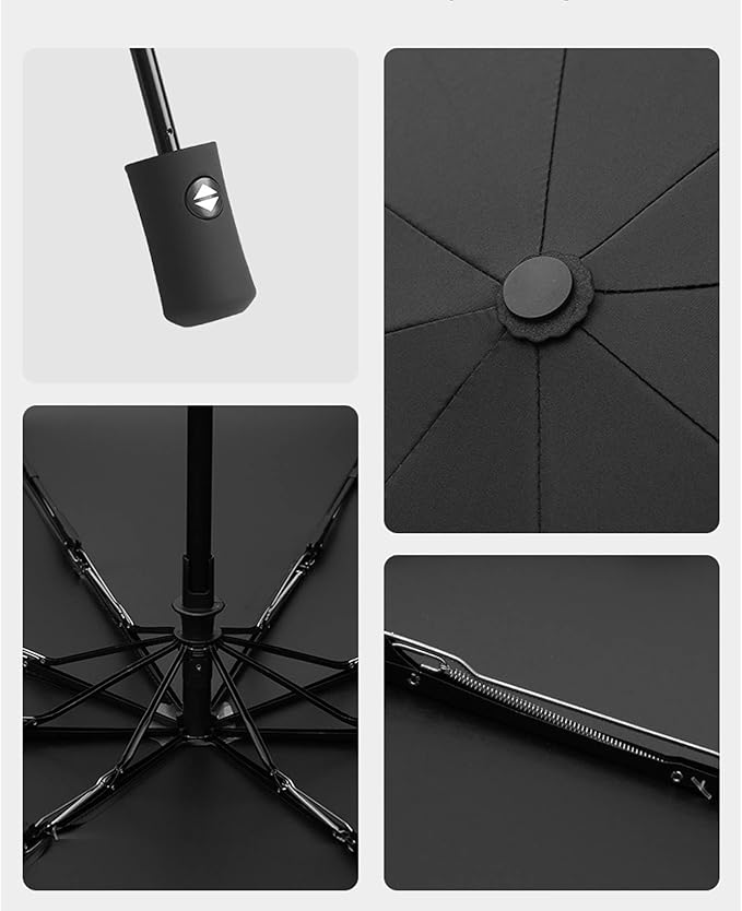 SIEPASA Windproof Travel Compact Umbrella-Automatic Umbrellas for Rain- Small Portable Windproof Umbrellas for Men Women Teenage. (White Polka Dots)