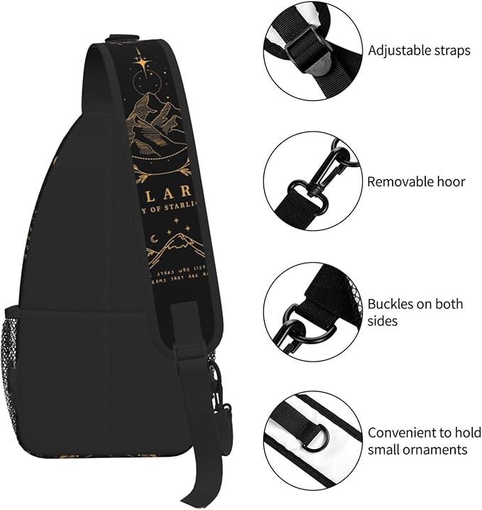 Velaris City Of Starlight Bookish Fantasy Crossbody Bag Trendy Sling Bag Bakpack Casual Chest Bags Daypack For Hiking Walking Travel Running(2)