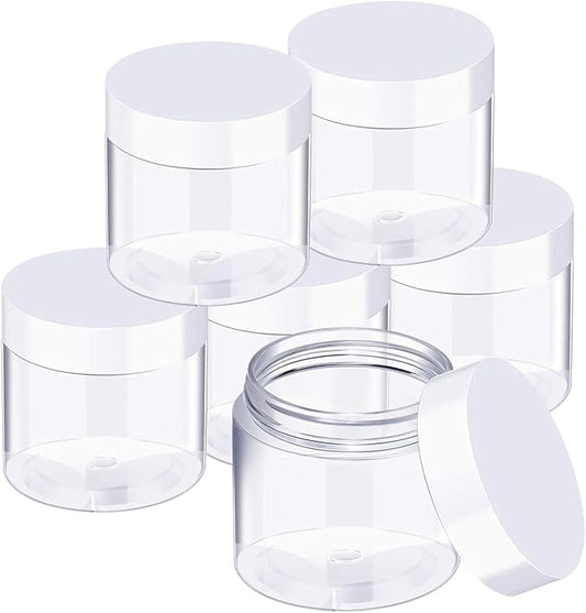 SATINIOR 36 Pieces 4 oz Plastic Jars with Lids Wide Mouth Airtight Reusable Container Acrylic Cosmetic Small Jars for Lotions Ointments Travel Toiletries Creams Make up Storage(White)
