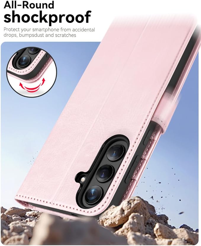 OCASE Compatible with Galaxy S25 Plus Wallet Case, PU Leather Flip Folio Case with Card Holders RFID Blocking Kickstand [Shockproof TPU Inner Shell] Protective Phone Cover 6.7 Inch 2025, Pink