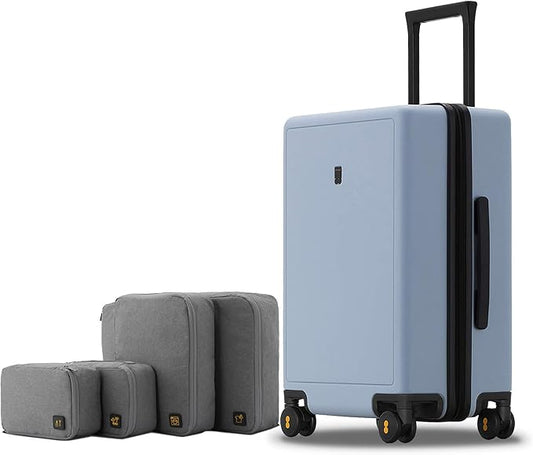 LEVEL8 Elegance Carry-on Suitcase, 20 Inch Carry on Luggage, Hardside Large Suitcases with Wheels, Tavel Bag with Tsa Lock, Light Blue