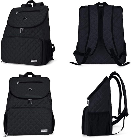 BAGLHER Dog Travel Bag, Airline Approved Pet Supplies Backpack, Dog Travel Backpack with 2 Silicone Collapsible Bowls and 2 Food Baskets, Black