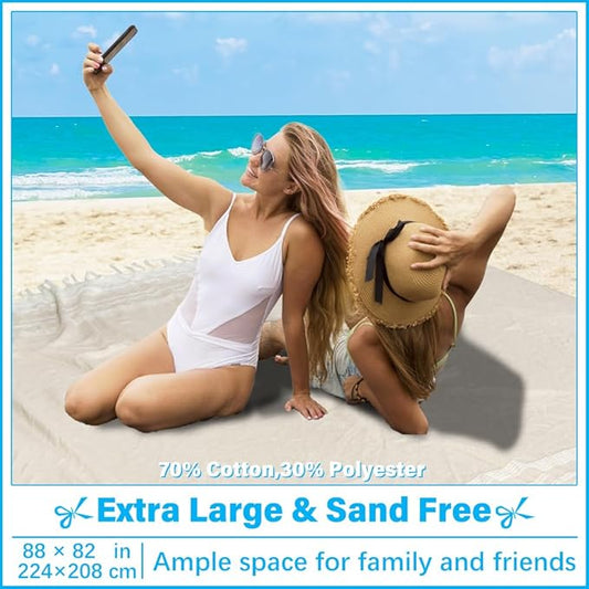 Oversized Turkish Beach Towel Blanket XXL Cotton Sandproof Towels Boho Woven Extra Large Big Sand Free Giant Throw Blankets Huge Quilt XL Picnic Camping Necessities Cloud for Adult Gifts
