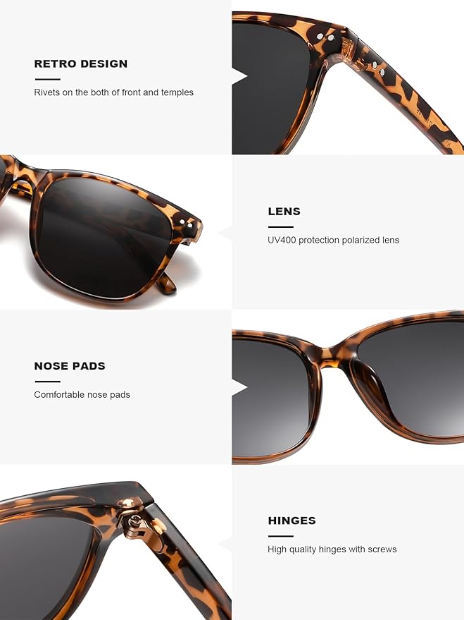 Wzerry Sunglasses for Women Polarized, Sun Glasses Vintage Style Trendy Round UV400 Protection Lens