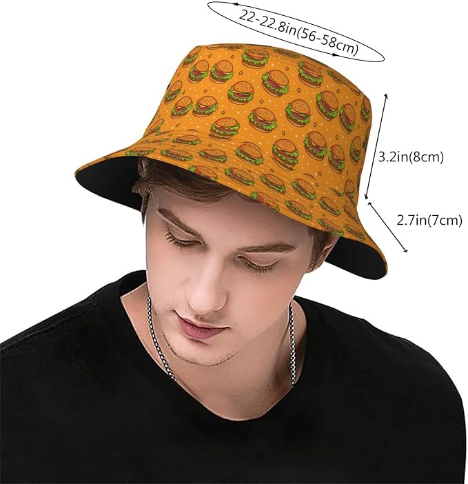Yummy Hamburger Fisherman Hat Summer Foldable UV Protection Sun Hat