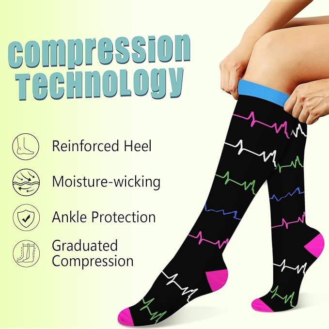 Copper Compression Socks 15-20 mmHg for Men & Women 8 Pairs – Circulation Support for Nurses, Travel, Running, Hiking, Soccer