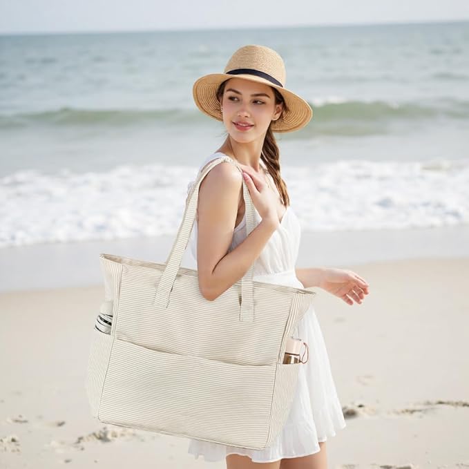 Bluboon Waterproof Beach Tote Pool Bags for Women Ladies Extra Large Carry On Bag With Wet Compartment for Weekender Travel