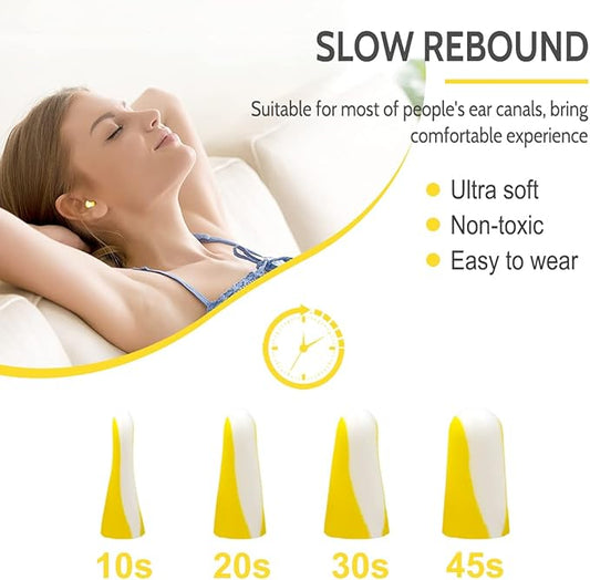 LYSIAN Foam Earplugs - 60 Pairs, 38dB Ear Plugs for Sleeping Noise Cancelling, Mowing, Shooting,Double Color Yellow/White
