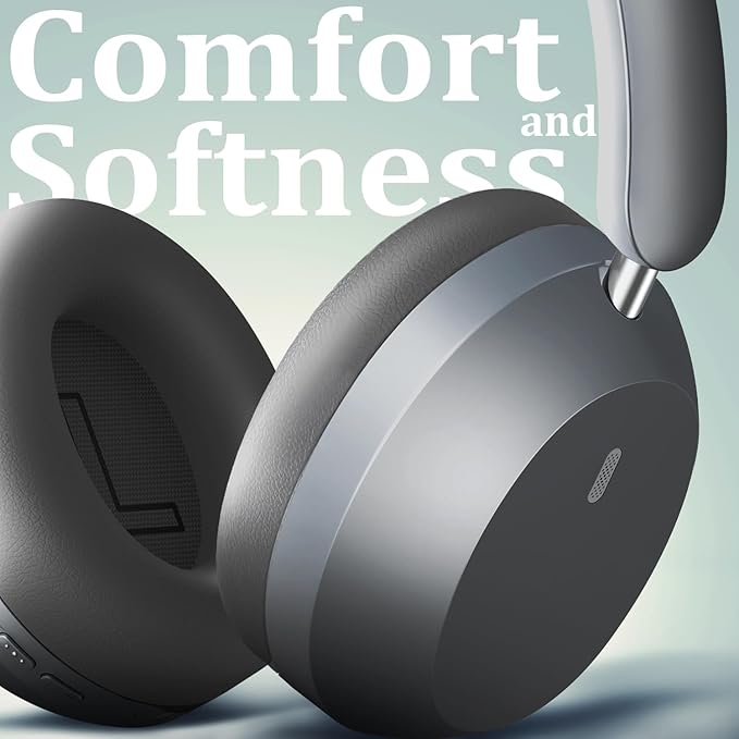 Wentronic Y04 Bluetooth Headphones Active Noise Cancelling Wireless Over Ear Headphones 48 Hours Playtime High Sound Quality Foldable Headphones with Soft Ear Cushion for Travel - Grey