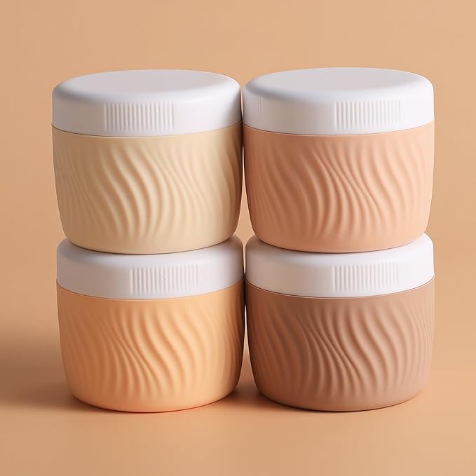 Travel Containers for Toiletries, Silicone Cream Jars BPA-Free, TSA Approved 3oz Travel Size Containers, Leak-proof Portable Size Silicone Jars with Lid for Face Hand Body Cream (4 Pack)