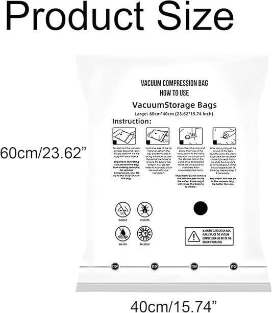 8 Small Vacuum Storage Seal Bags, Space Saver Bags with Travel Hand Pump, Compression Airtight Sealer Bags for Clothes, Bedding, Pillows, Comforters, Blankets