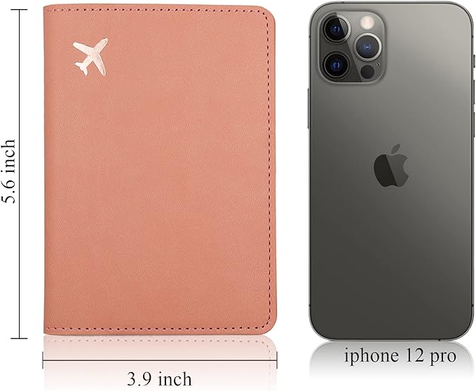 Deziliao Passport Holder,Passport Holder Card Slots, and Vaccine Combo, Cute cover for Women Men, with Waterproof Rfid Blocking, Travel Wallet(M-Pink)