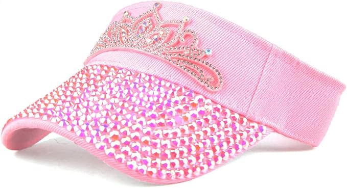 Sparkle Glitter Summer Rhinestone UPF 50+ Bling Ladies Sun Visor for Women Outdoor Sports Fashion Golf Hat